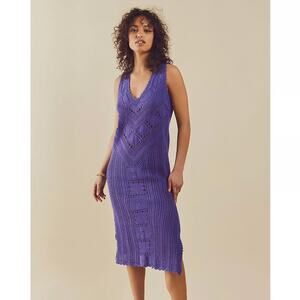 Free People Santorini Fauxchet Sweater Knit Dress Purple Size XL